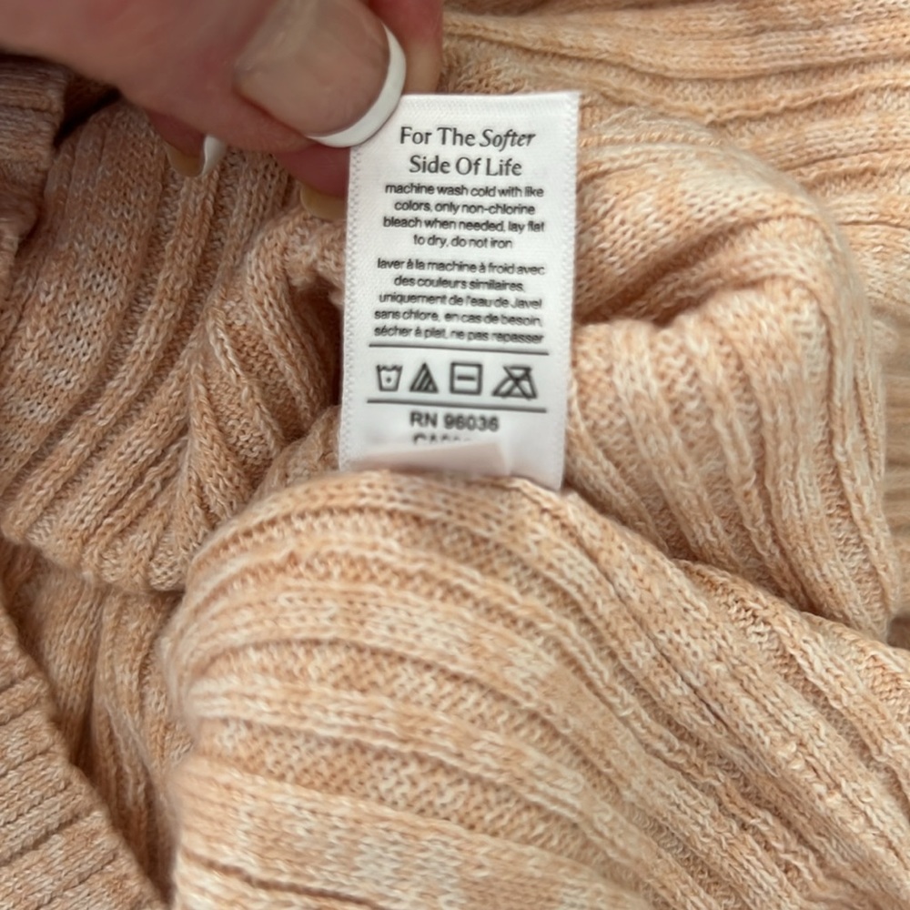 NWT Eberjey Infinite V-Neck Ribbed Sweater Tank Peach Parfait Size XL Reg. $98 - Picture 9 of 10